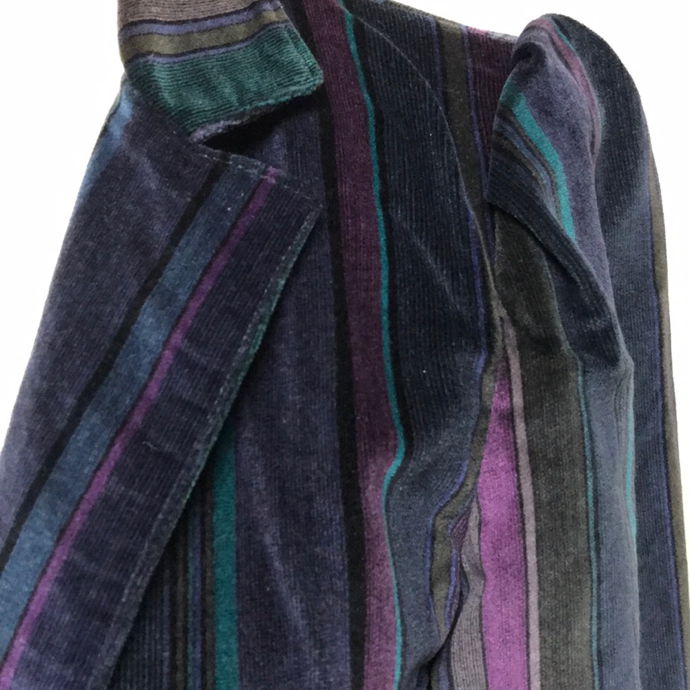 Vintage Striped Velvet Blazer – Size 7 - Picture 7 of 15
